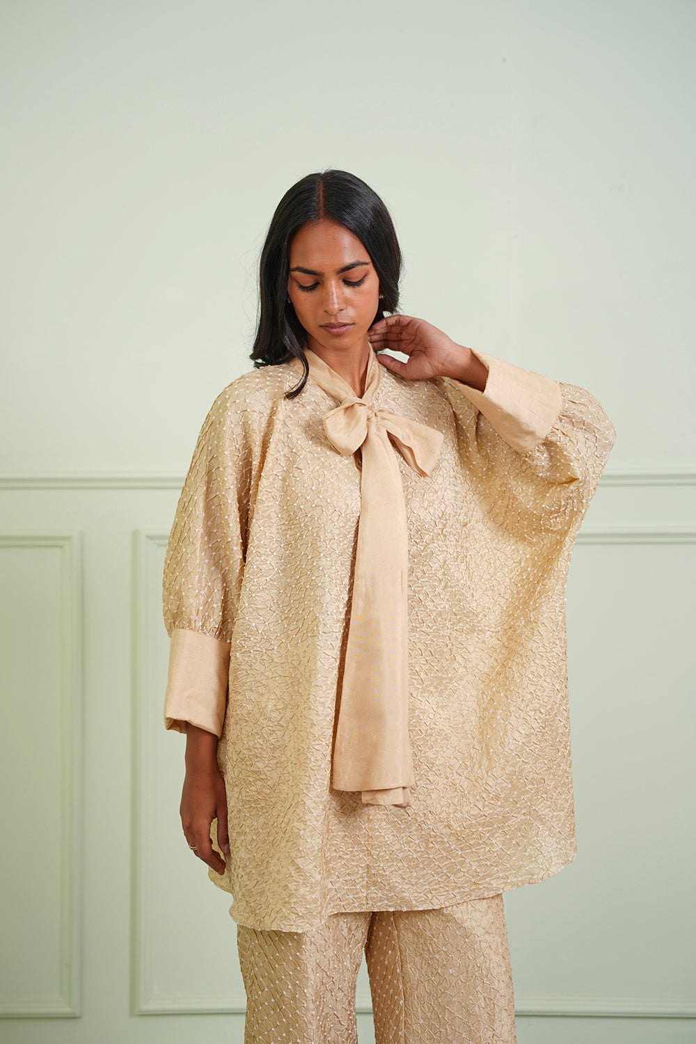 Bow Tie Bandhani Shirt