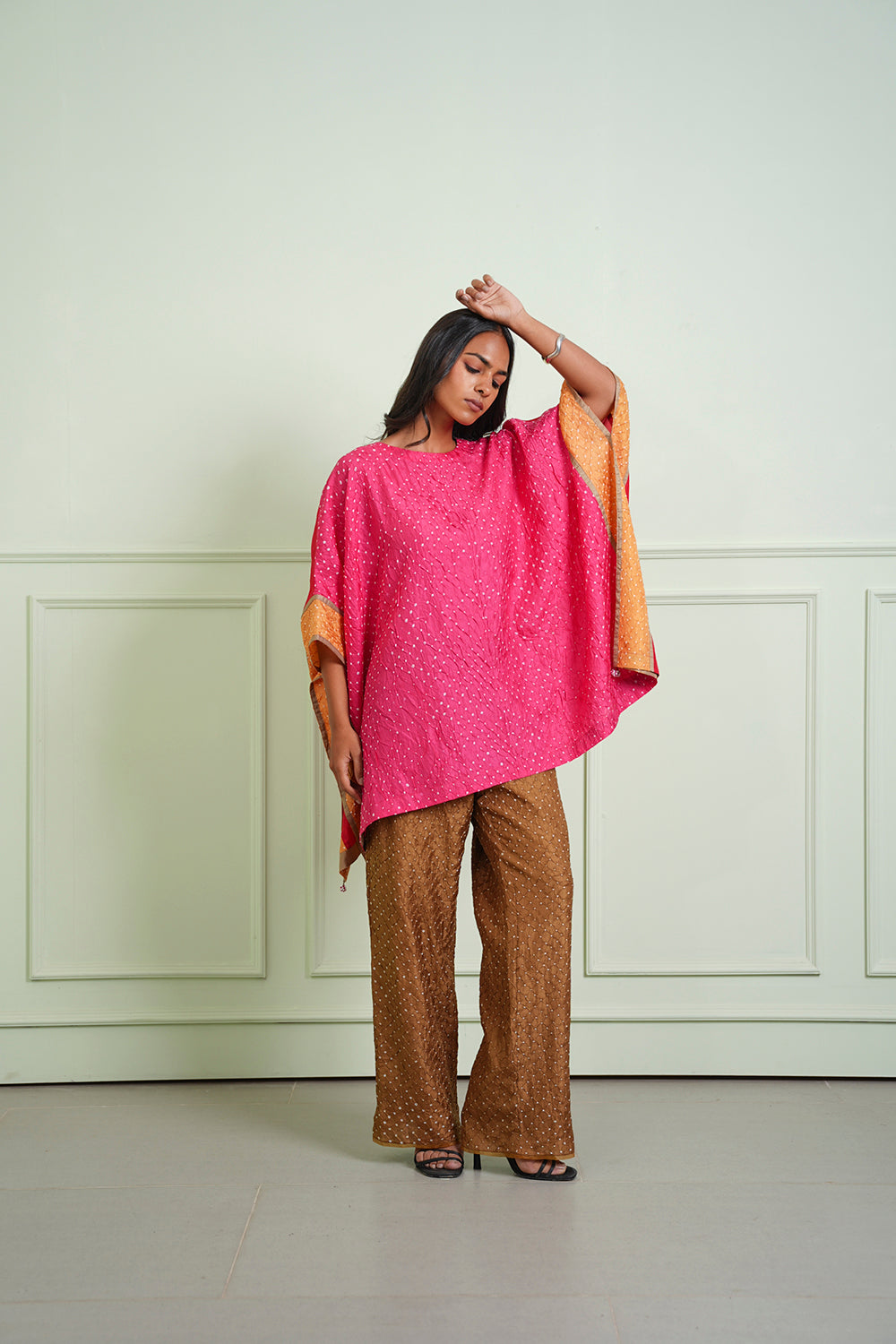 Crushed Bandhani Wide Sleeves Tunic