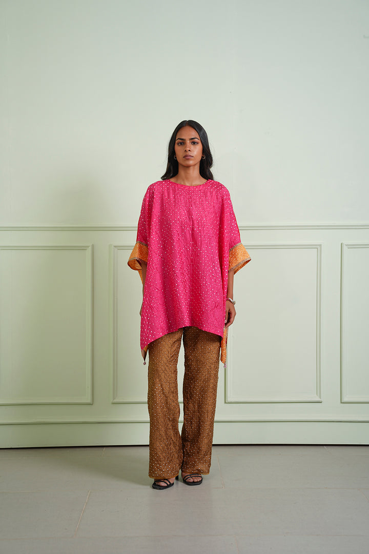 Crushed Bandhani Wide Sleeves Tunic
