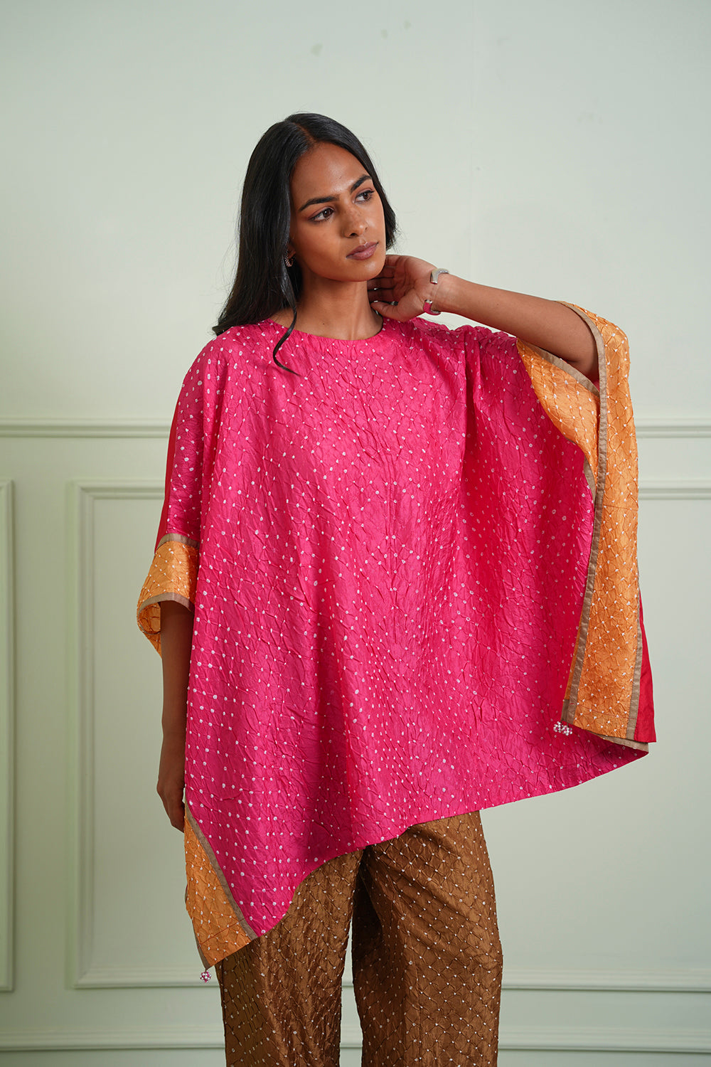 Crushed Bandhani Wide Sleeves Tunic