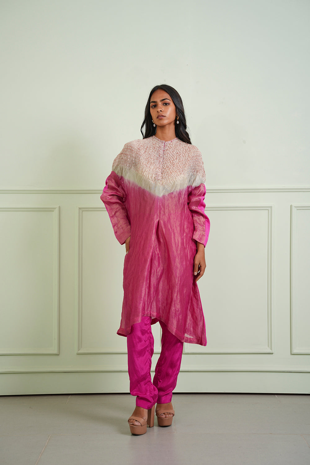 Shibori Tissue Short Kurta