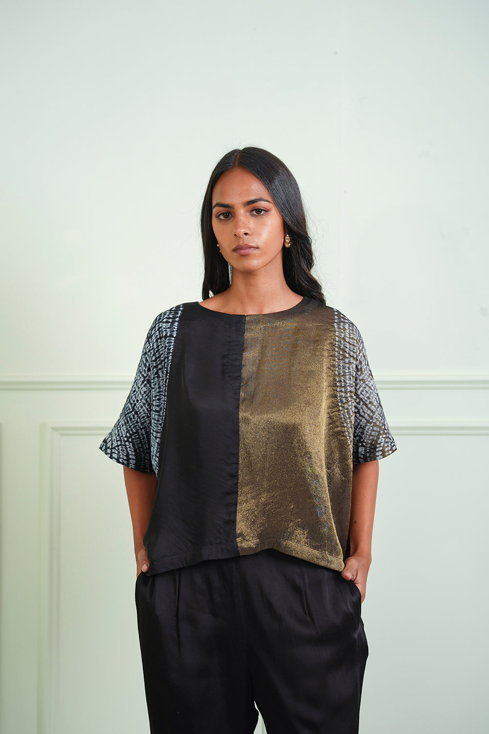 Tissue Shibori Crop Top