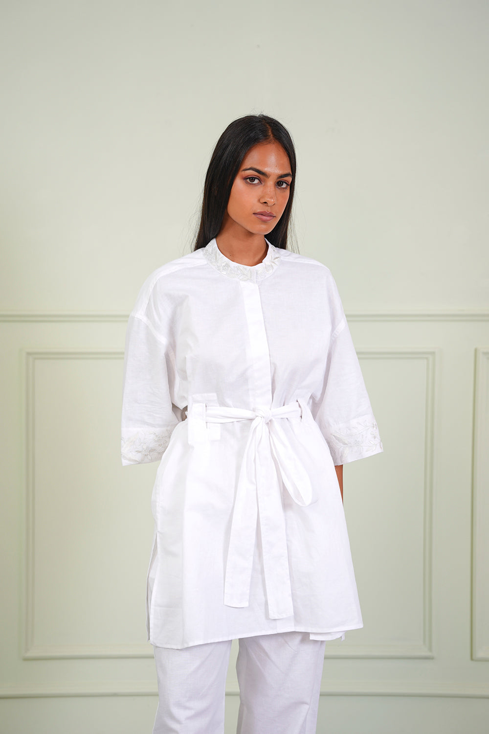 Linen Peplum Belt Tunic