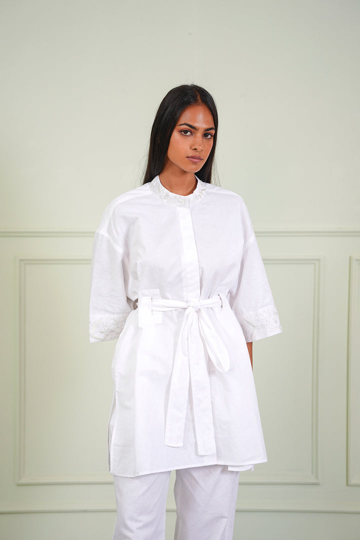 Linen Peplum Belt Tunic