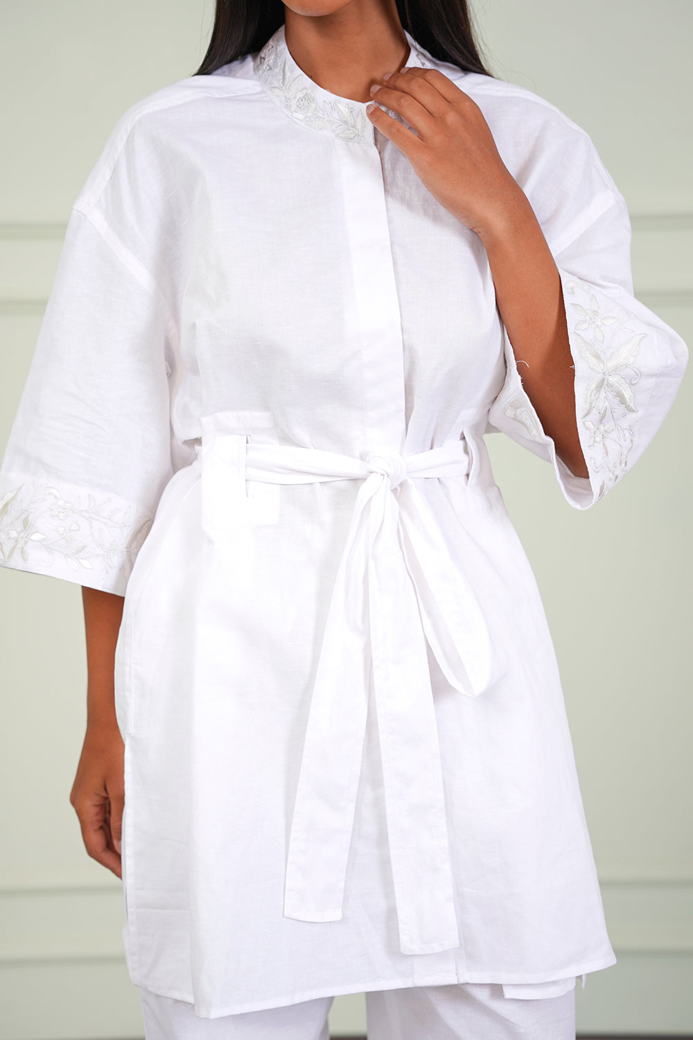 Linen Peplum Belt Tunic
