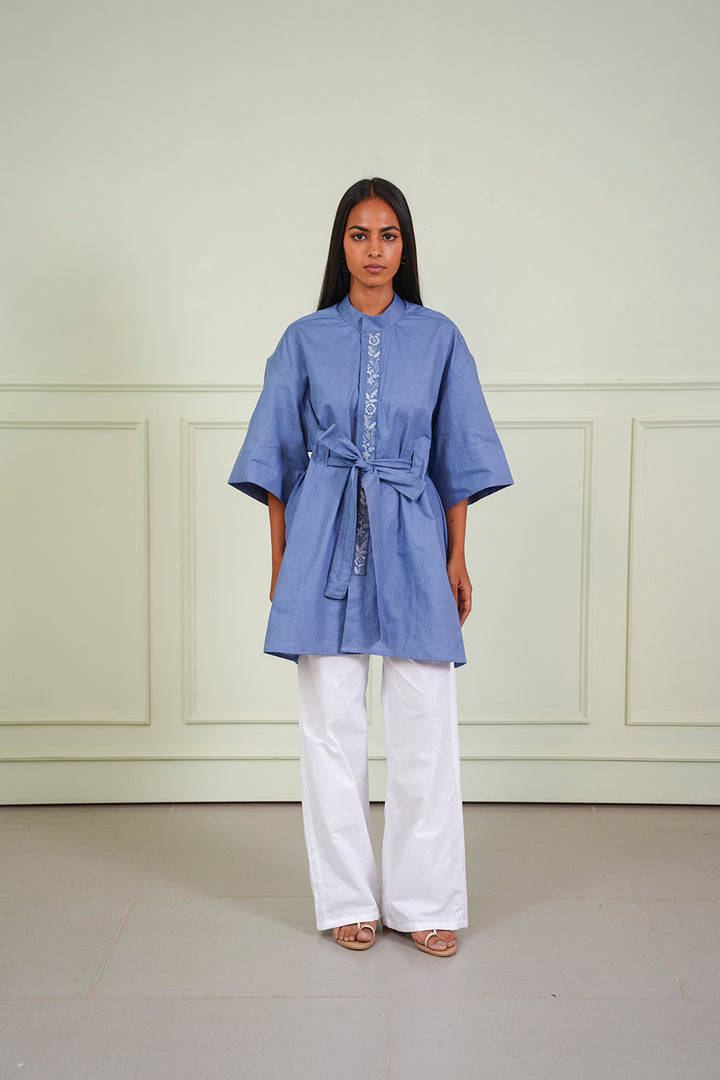 Linen Peplum Belt Tunic