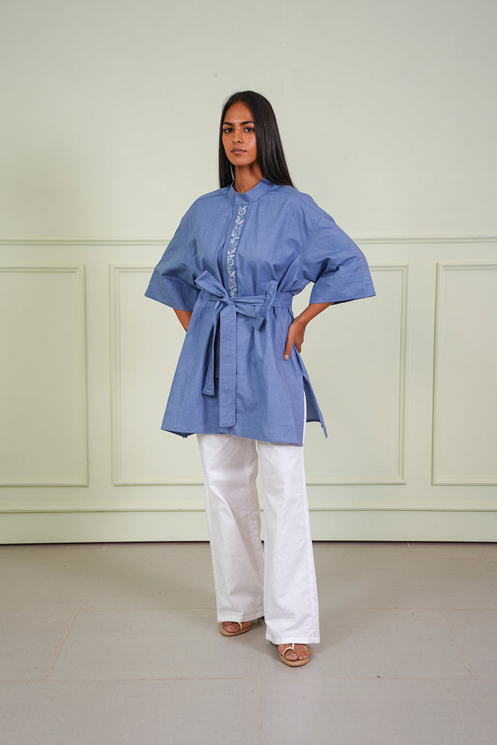 Linen Peplum Belt Tunic