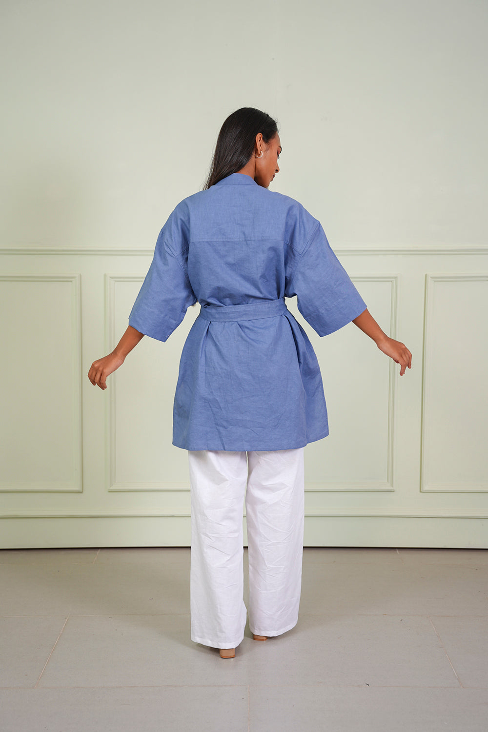 Linen Peplum Belt Tunic