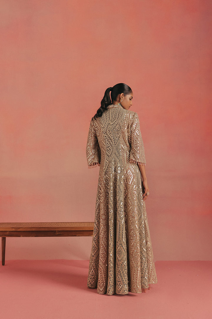Mirrorwork Wing Collar Long Anarkali Jacket