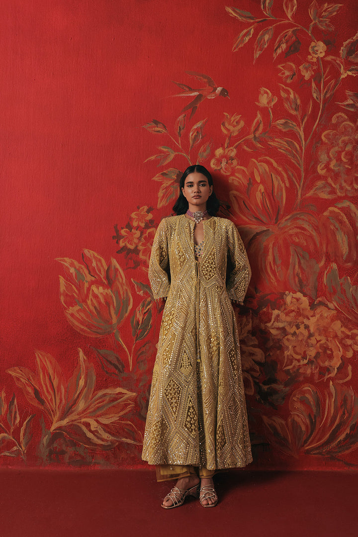 Long Anarkali Jacket With Side Panels