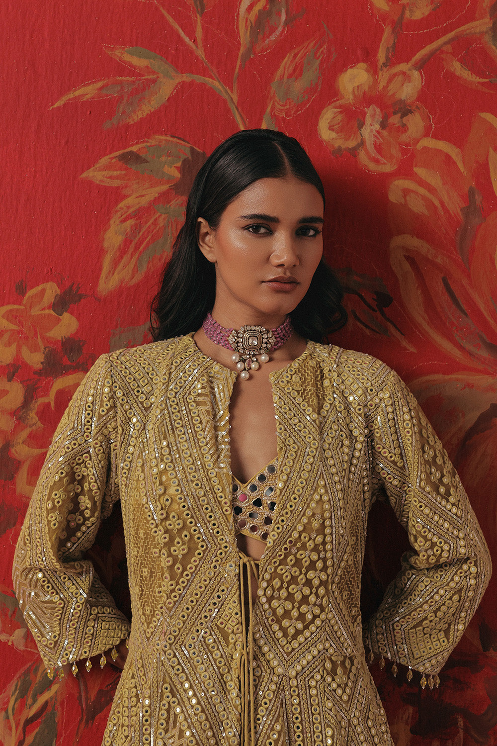 Long Anarkali Jacket With Side Panels