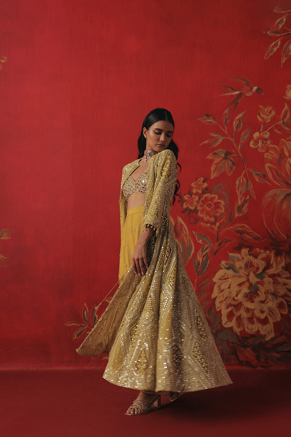 Long Anarkali Jacket With Side Panels