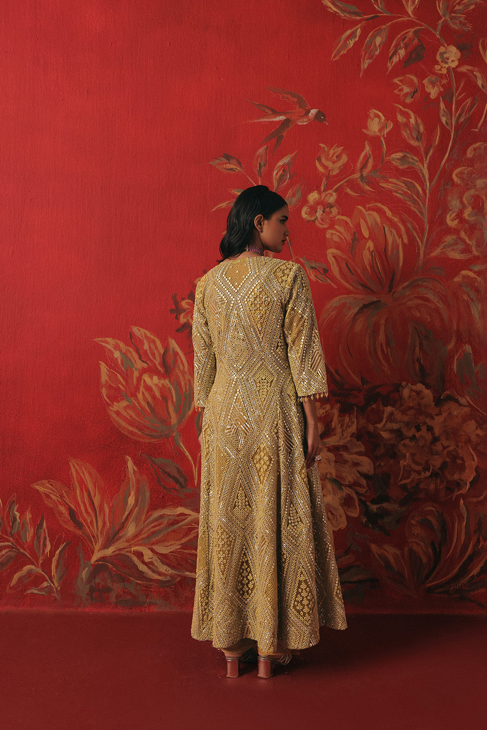 Long Anarkali Jacket With Side Panels