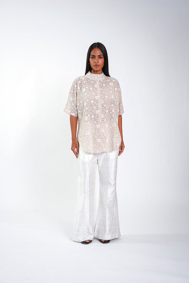 Chikankari Mandarin Shirt