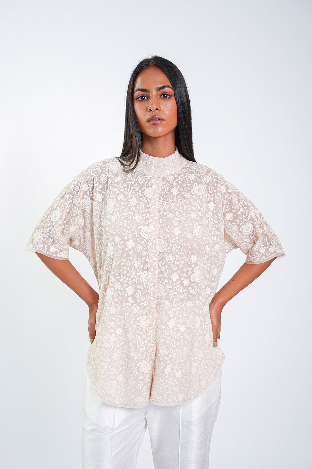 Chikankari Mandarin Shirt