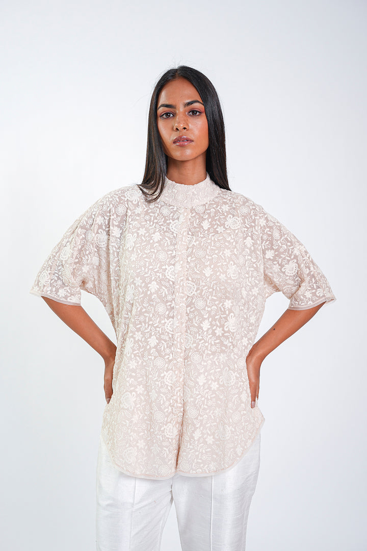 Chikankari Mandarin Shirt