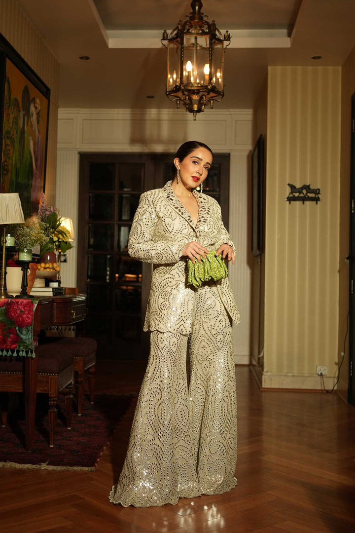 Sanjana Batra in our MIRRORWORK COAT JACKET SET