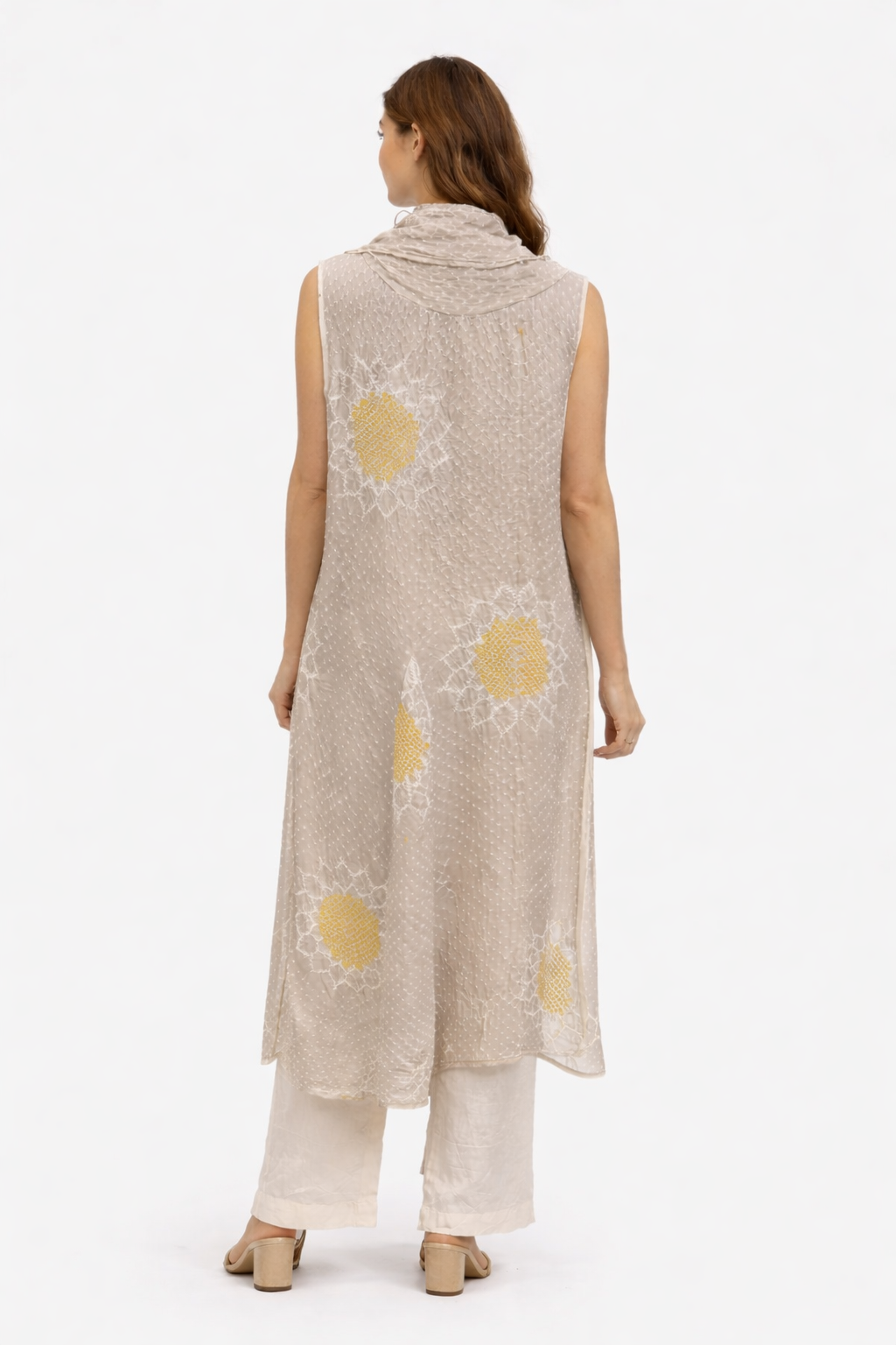 Bandhani Long and Short Top with Straight pants