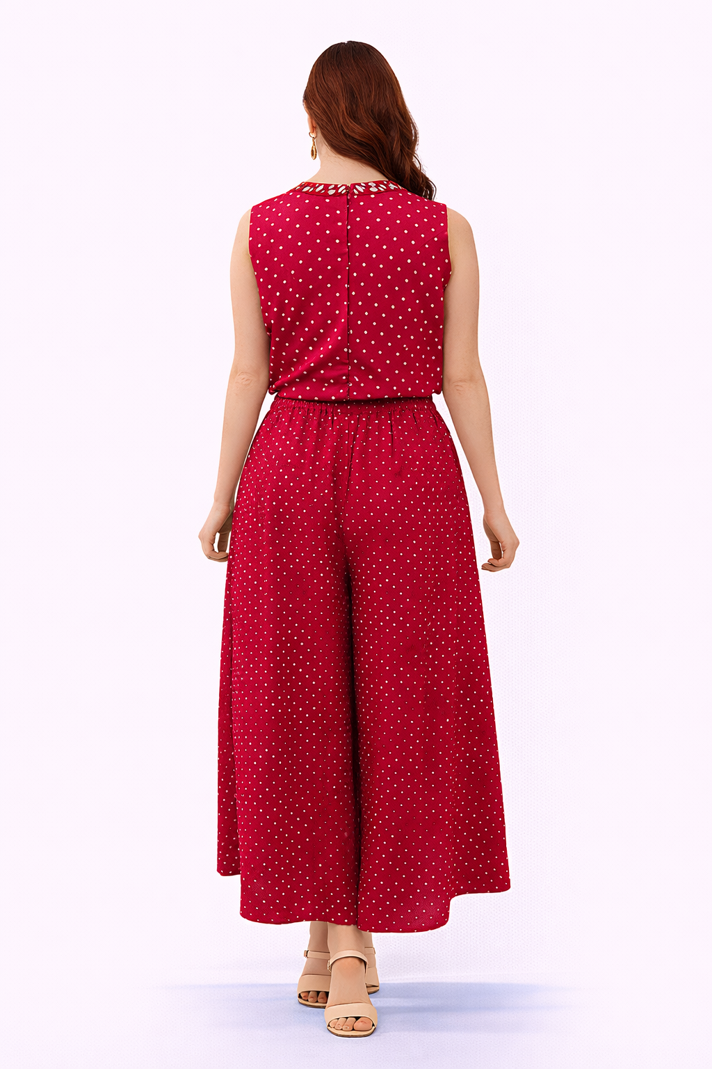 Bandhani top with mirrorwork and High Waist Skirt