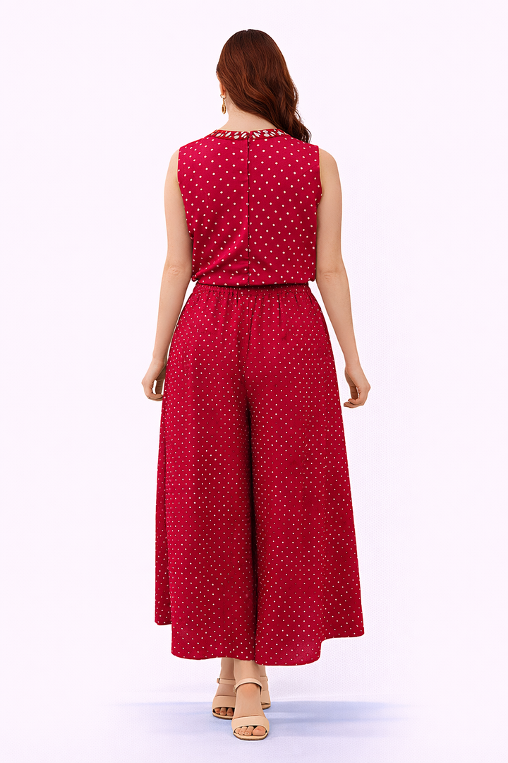 Bandhani top with mirrorwork and High Waist Skirt