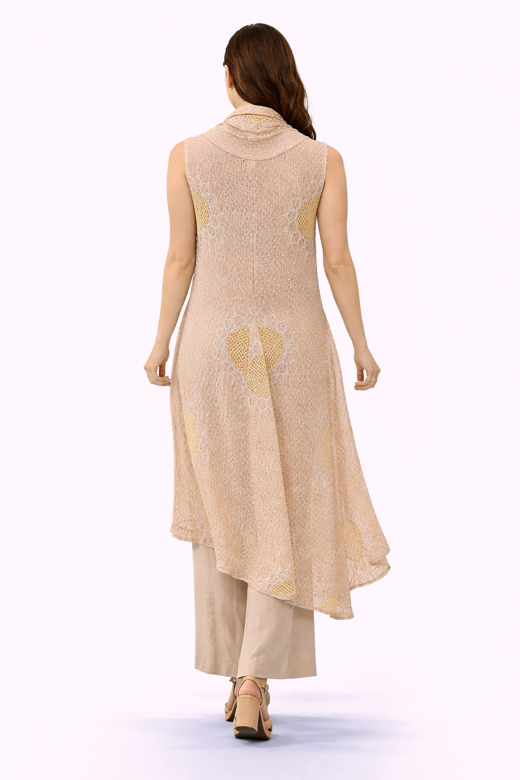 Bandhani Long and Short Top with Straight pants