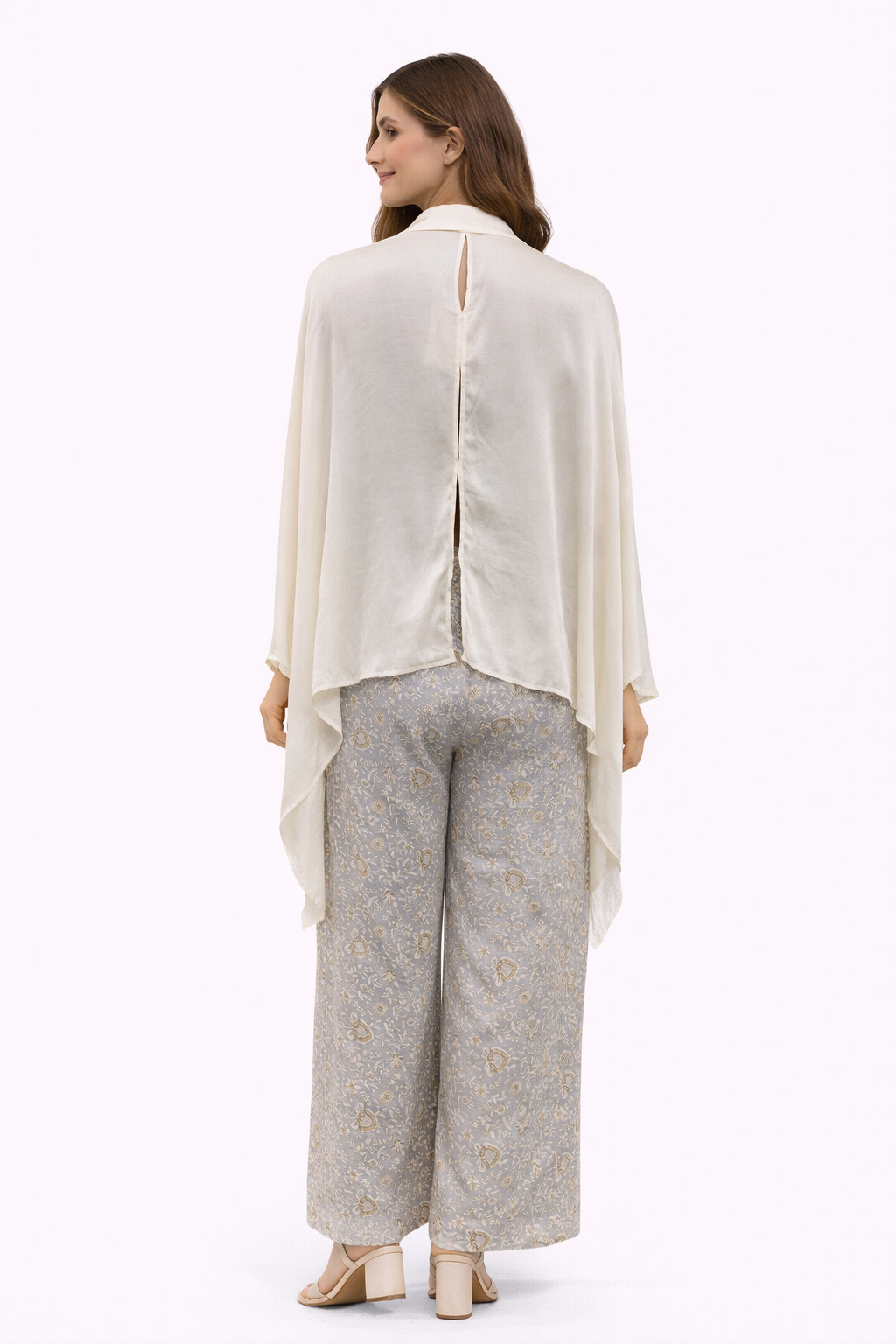 Oversized georgette shirt with chikankari palazzo