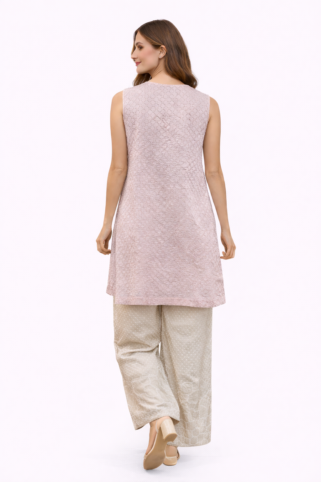 Long tunic in crushed bandhani With Crushed Bandhani Flared Pants