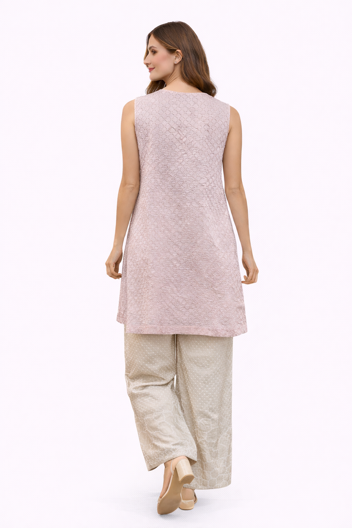 Long tunic in crushed bandhani With Crushed Bandhani Flared Pants