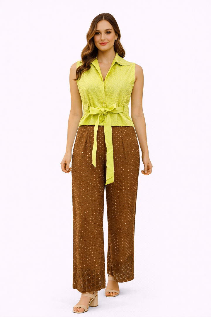 crushed bandhani sleeveless shirt with belt and Long tunic in crushed bandhani