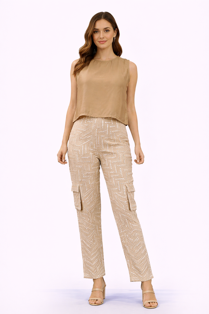 Modal inner with Box Pleat Pants with Military Pockets