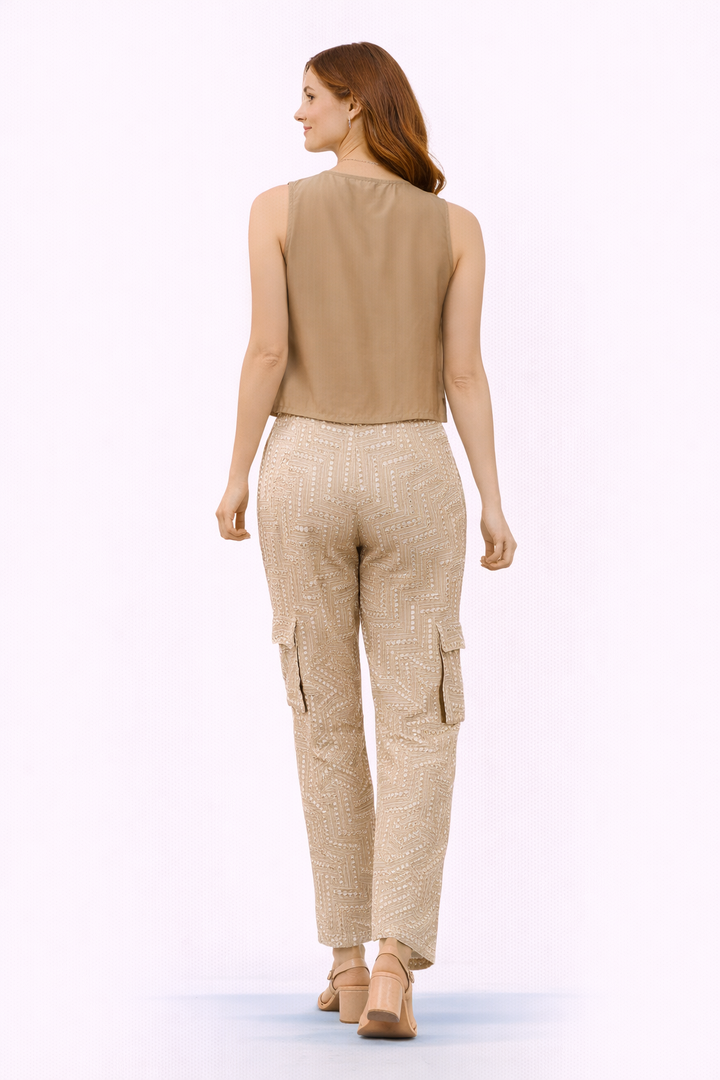Modal inner with Box Pleat Pants with Military Pockets