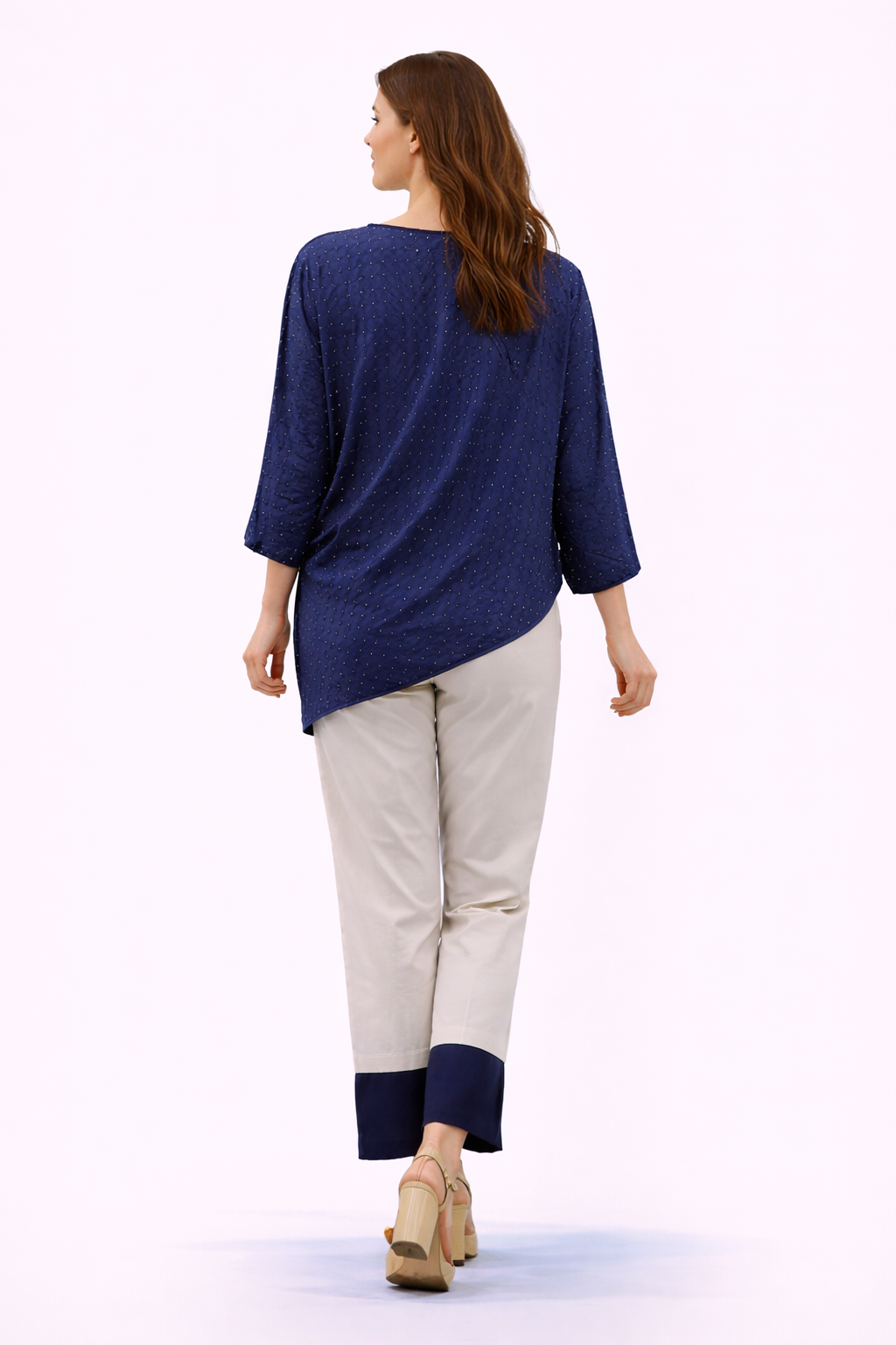 Asymetrical Cowl Top with Chanderi Contrast Pant