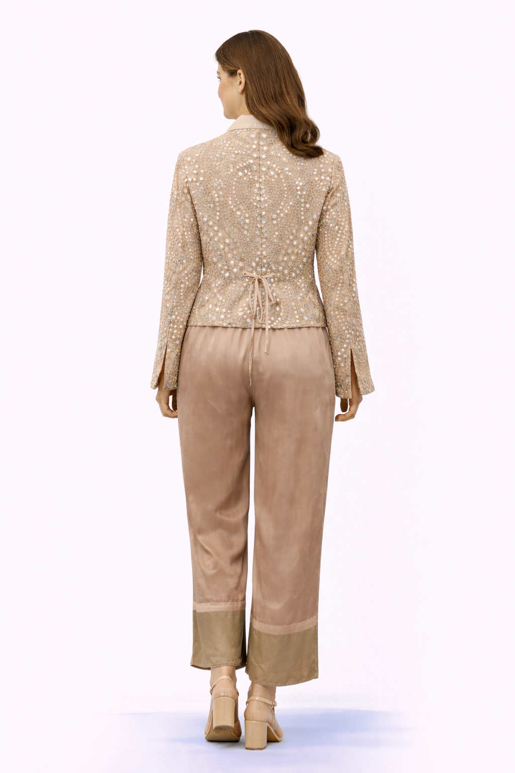 Blazer with mirrorwork with Chanderi Contrast Pant