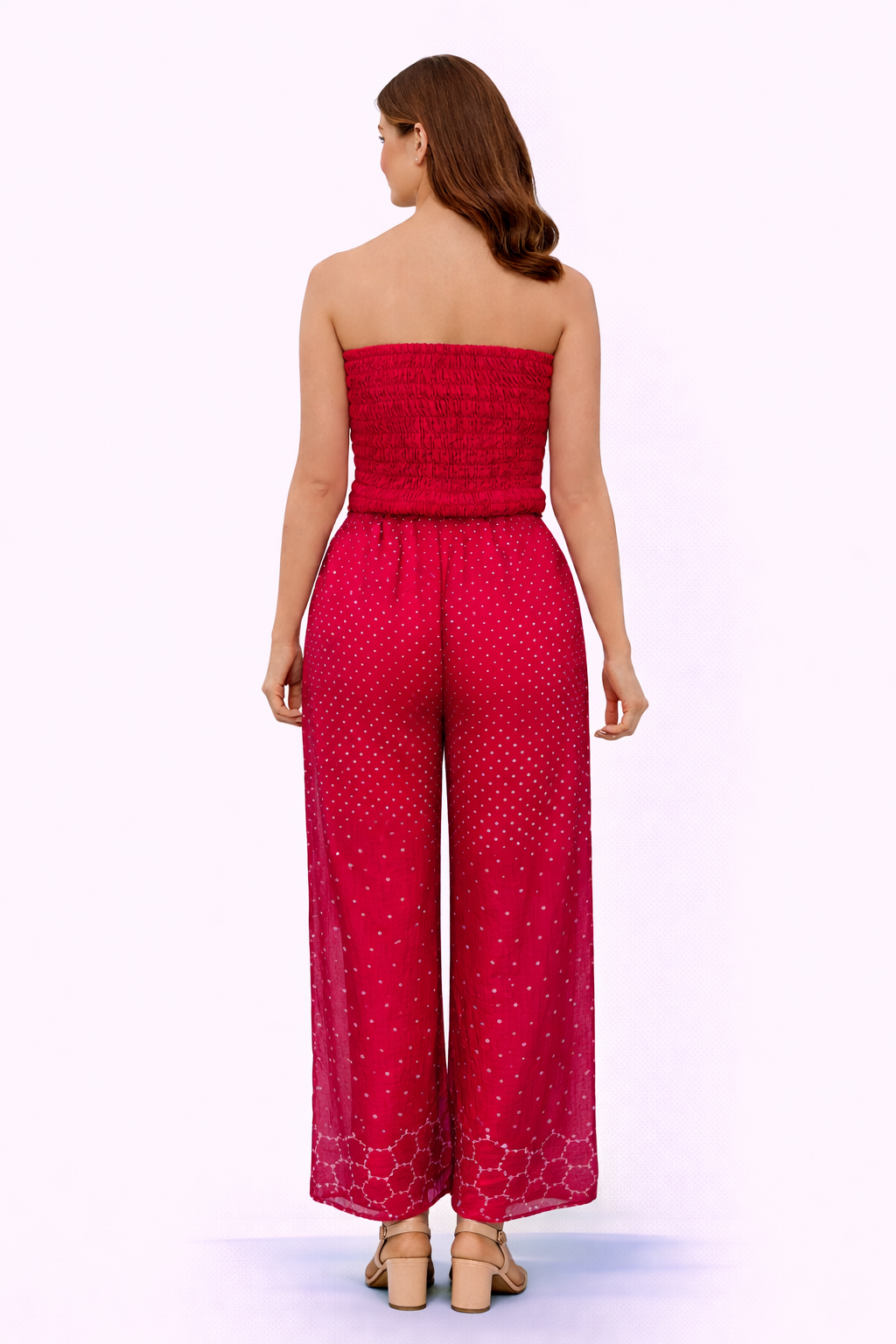 Bandhani Inner with Crushed Bandhani Box Pleat Pants
