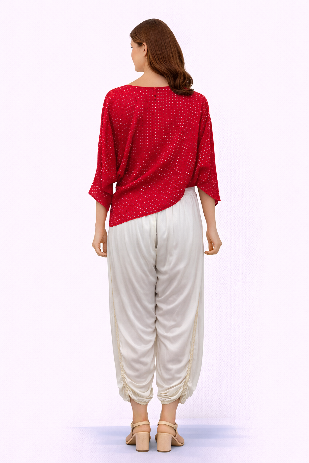 Asymetrical Cowl Top with Tulip Dhotis