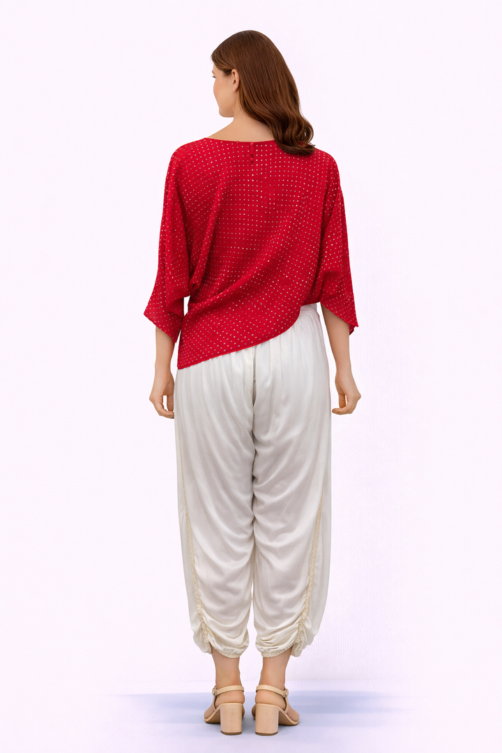 Asymetrical Cowl Top with Tulip Dhotis