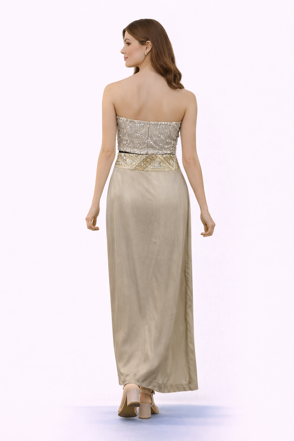 Mirrorwork bandeau with Silk Voile layered dhoti skirt