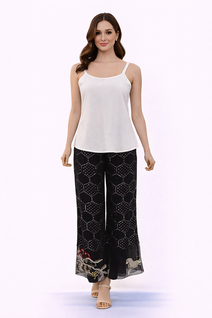 Inner with Mirrorwork on Neckline and Mirrorwork Cherry Blossom Kimono Jacket Set