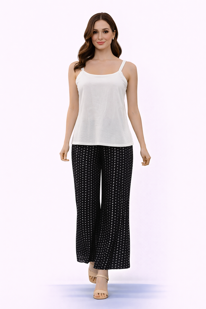Inner with Mirrorwork on Neckline and Layered Pants