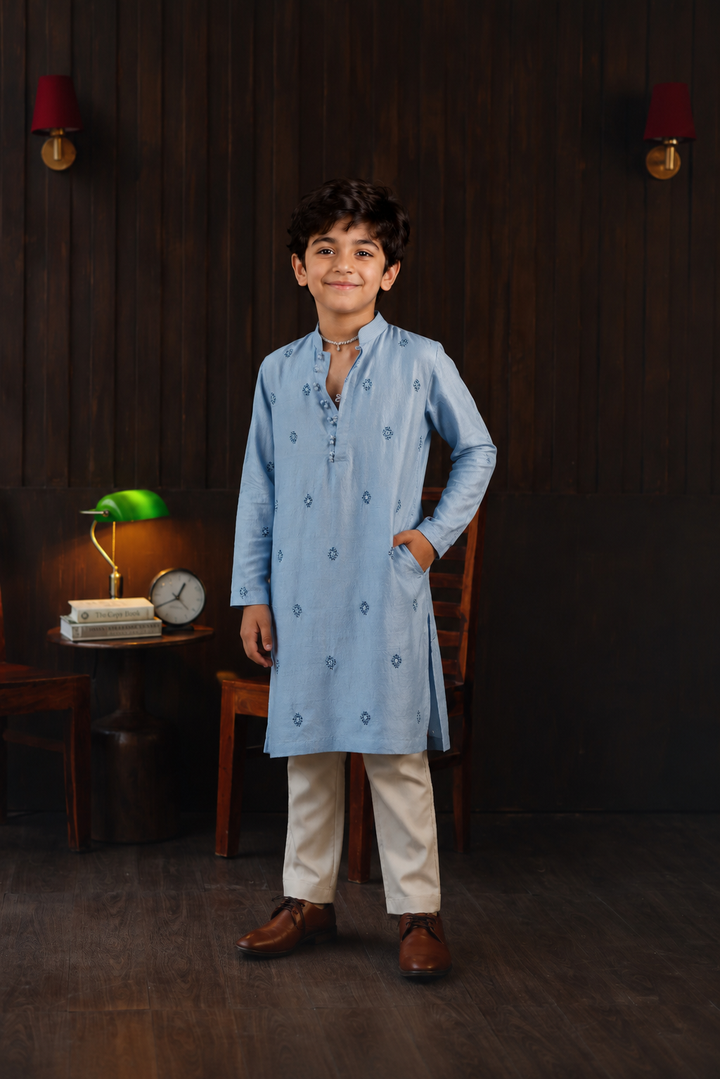 Mirrorwork Beadwork Monga Silk Kurta