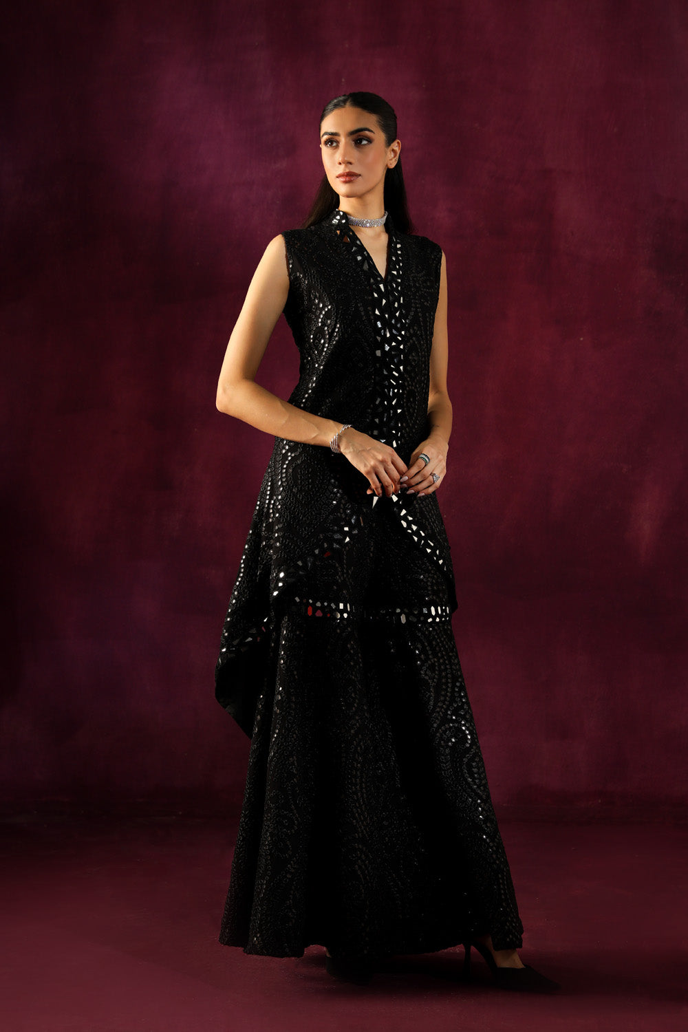 Mirrorwork Embellished Sharara