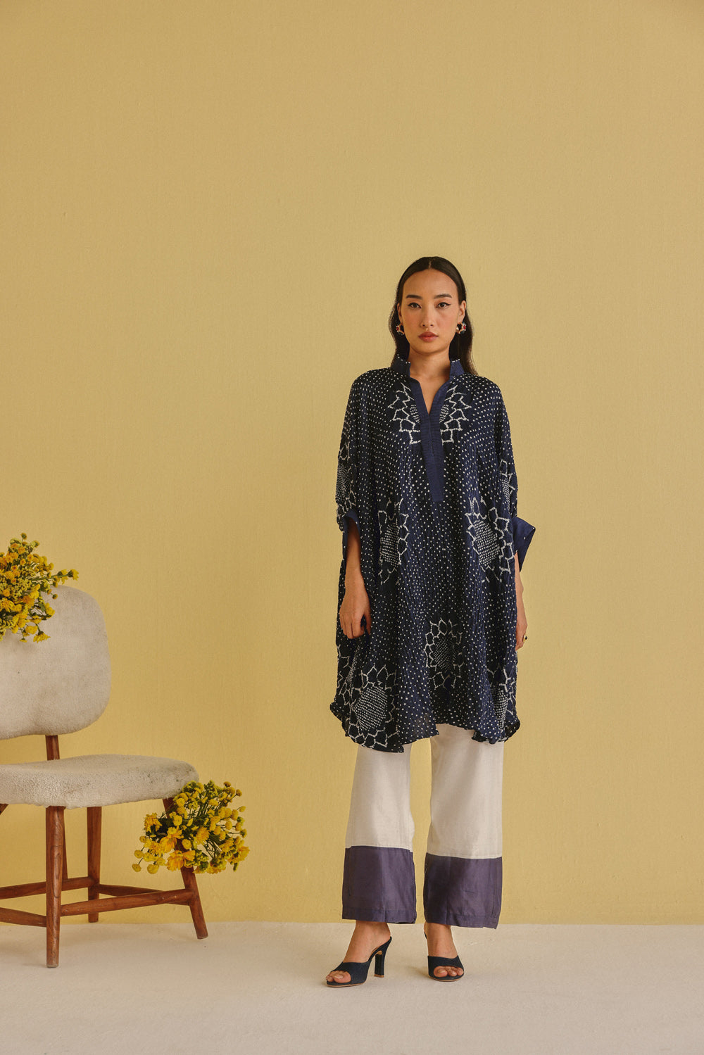 Gajji Silk Bandhani Dress with Pintucks