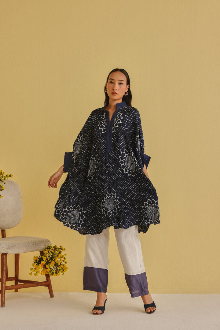 Gajji Silk Bandhani Dress with Pintucks