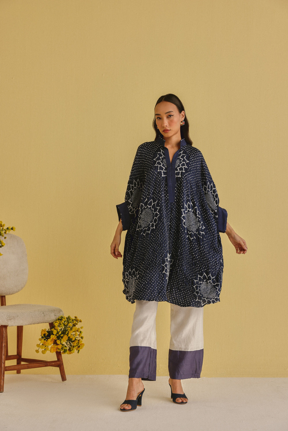 Gajji Silk Bandhani Dress with Pintucks