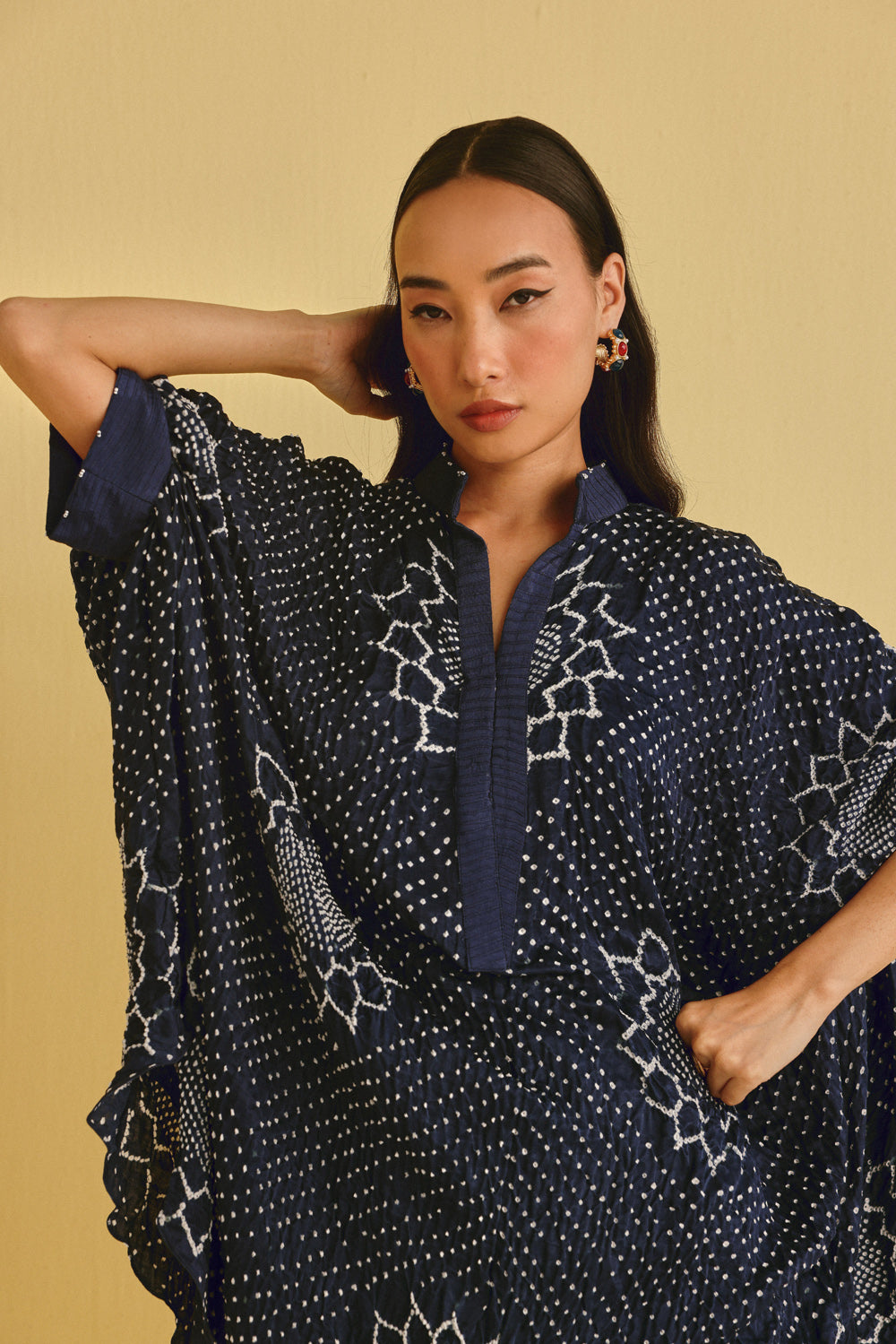 Gajji Silk Bandhani Dress with Pintucks