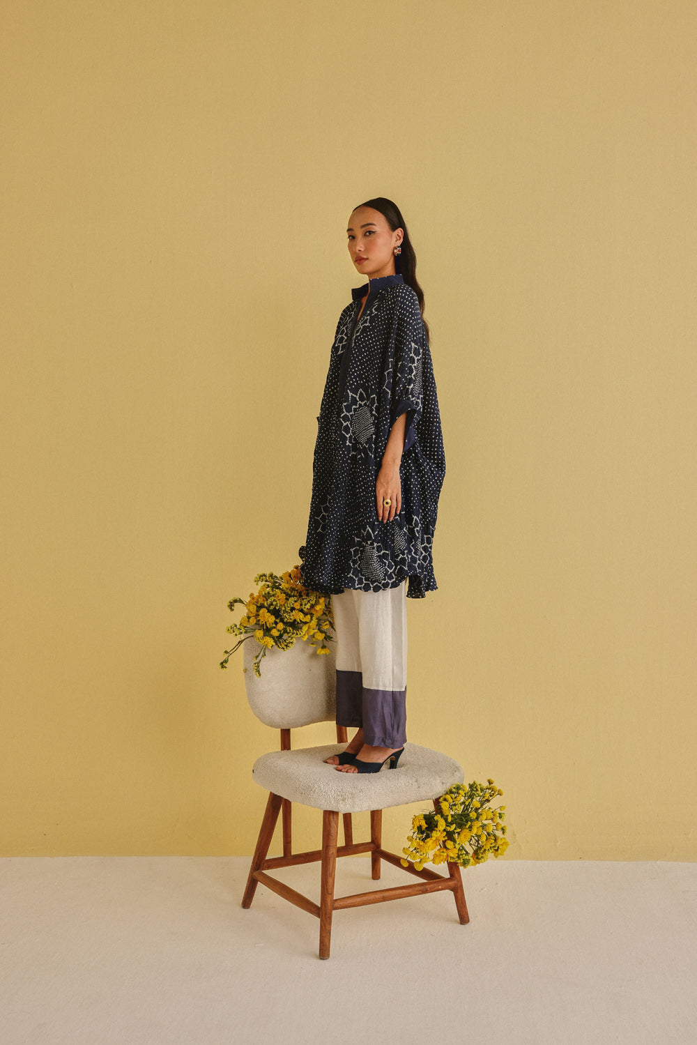 Gajji Silk Bandhani Dress with Pintucks