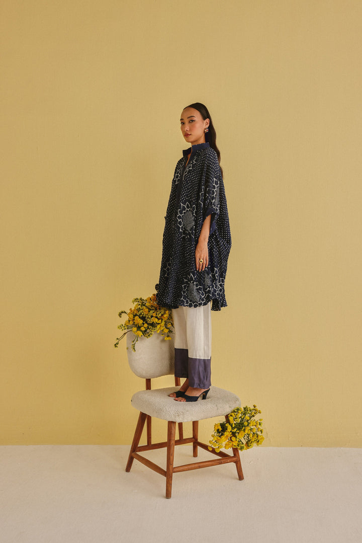 Gajji Silk Bandhani Dress with Pintucks