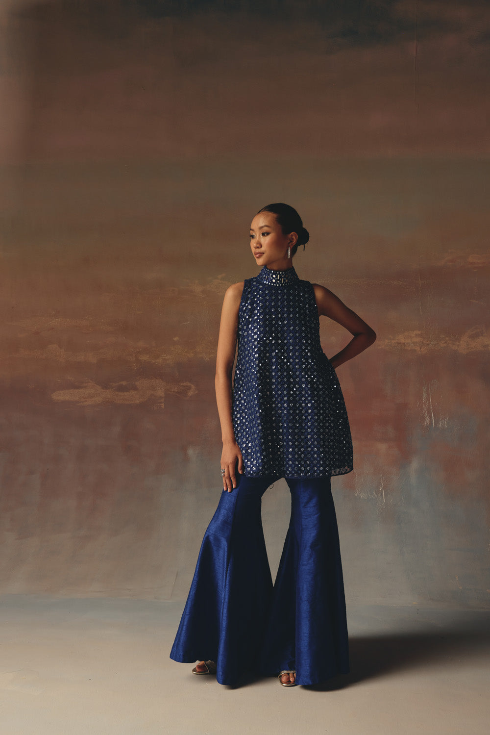 Short hi neck A Line top