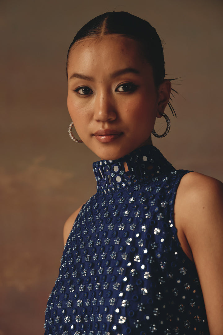 Short hi neck A Line top