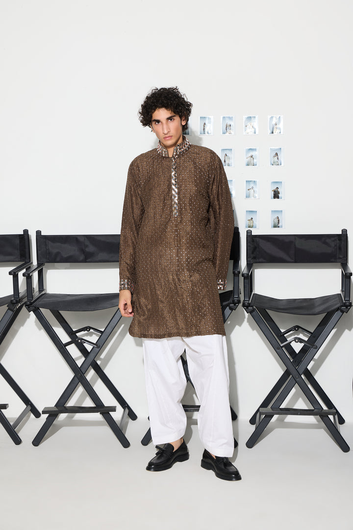 Crushed Bandhani Pathani kurta